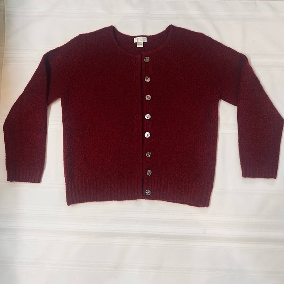 Cardigan Wool Blend Boucle Button Front Christopher & Banks Sz L EUC Cranberry - Picture 3 of 13